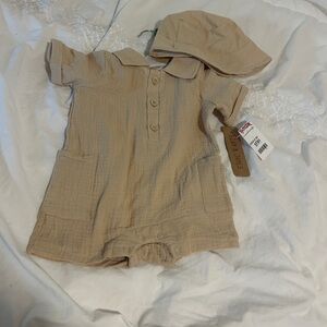 Tan Kids One Piece with Hat
